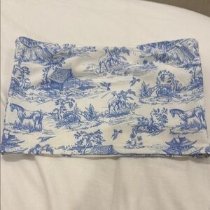 Edikted Blue and White Printed Tube Top